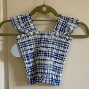 Hill House Blue and White Plaid Blouse